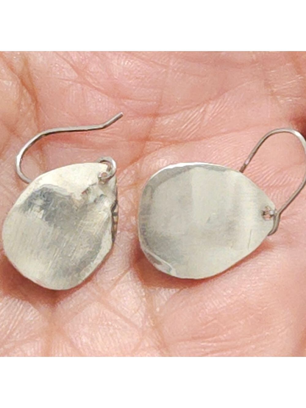 Vintage Sterling Silver Green Stone Dangle Earrings - Picture 2 of 4